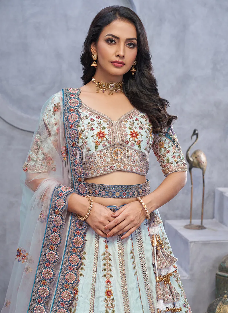Sky Blue Bridal Lehenga Choli