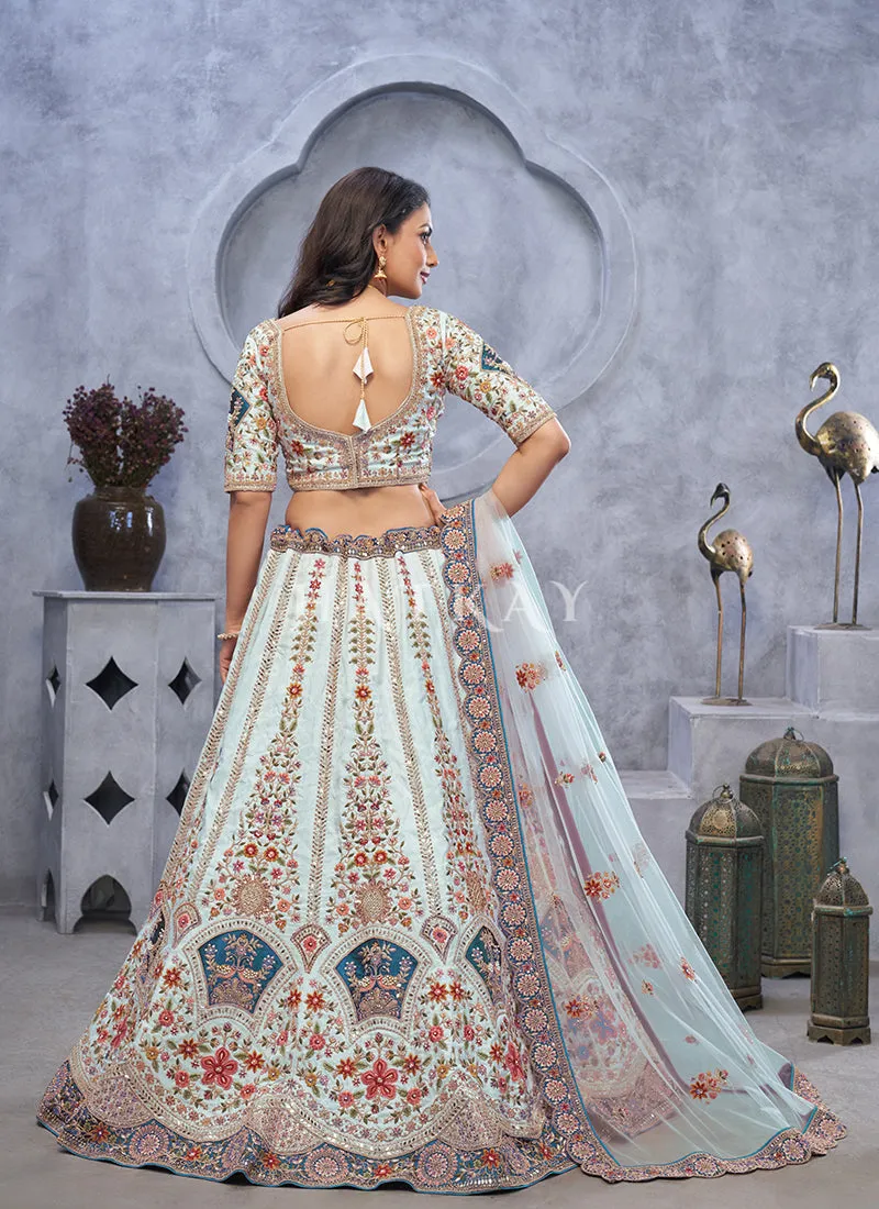 Sky Blue Bridal Lehenga Choli
