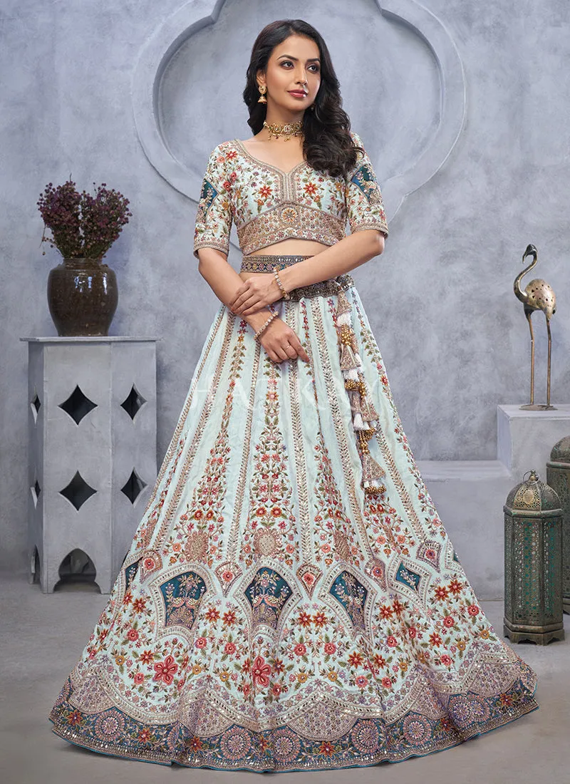 Sky Blue Bridal Lehenga Choli