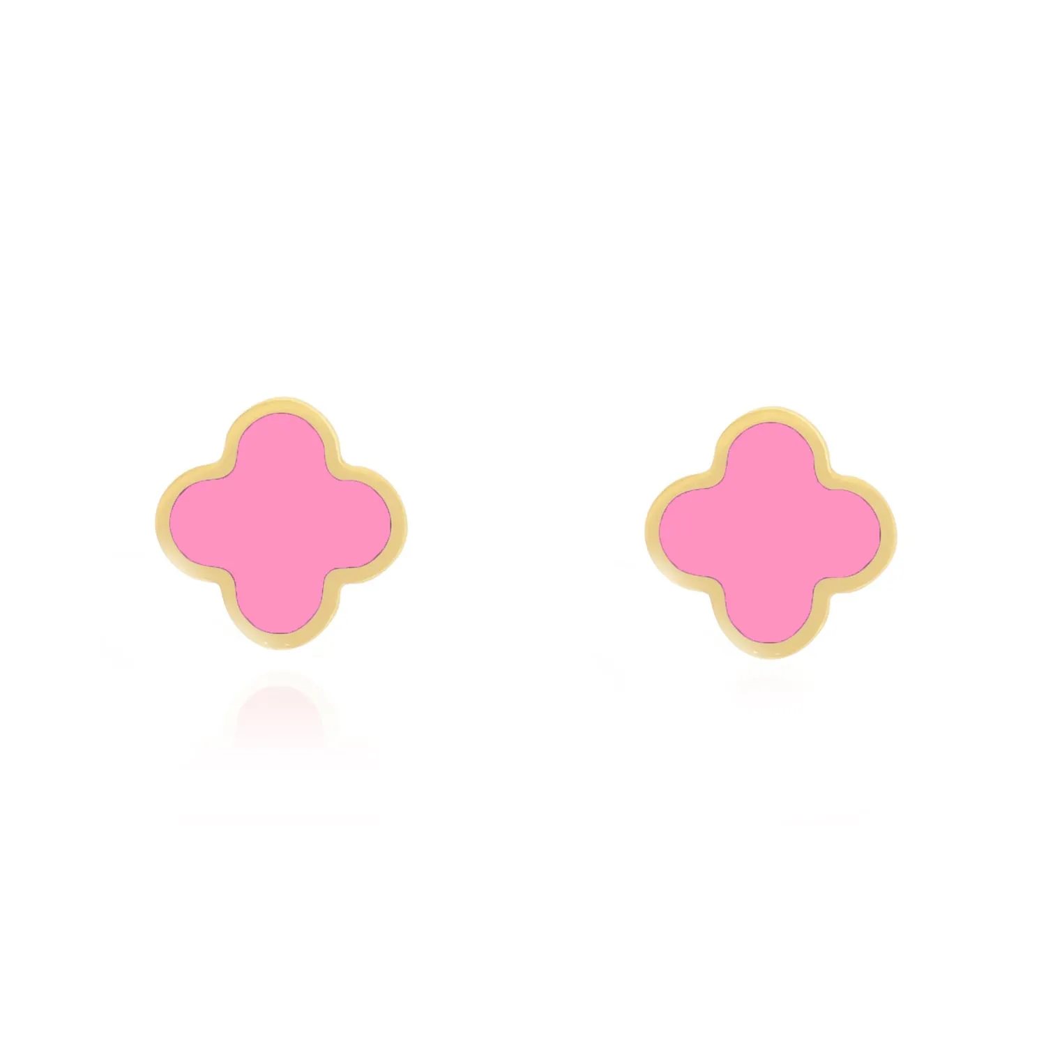 Small Bubblegum Pink Clover Stud Earrings