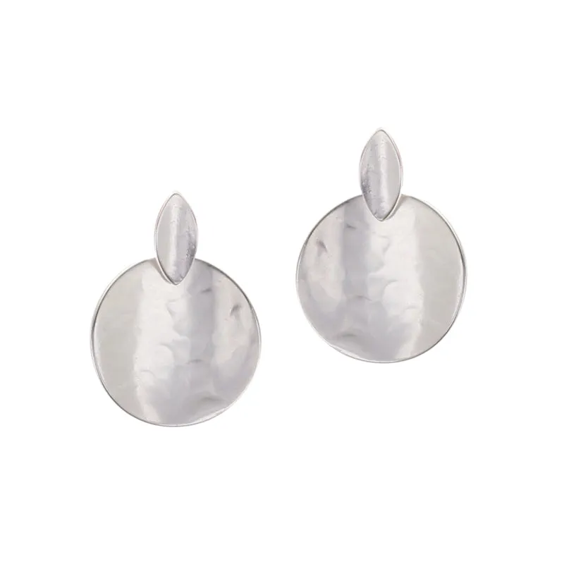 Small Concave Pointed Oval with Disc Post Earring