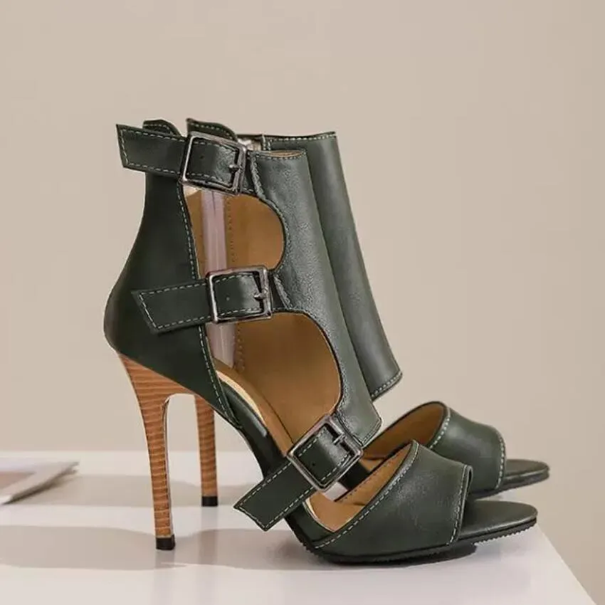 Small Size Peep Side Zipper High Heels GS125
