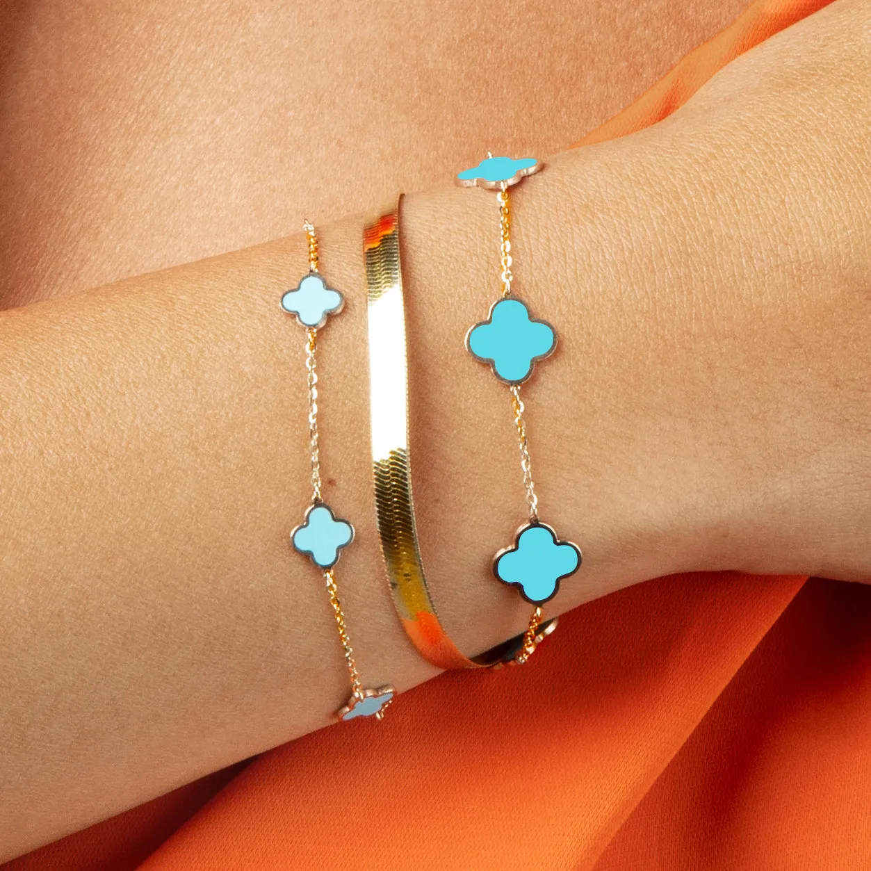 Small Turquoise Clover Bracelet