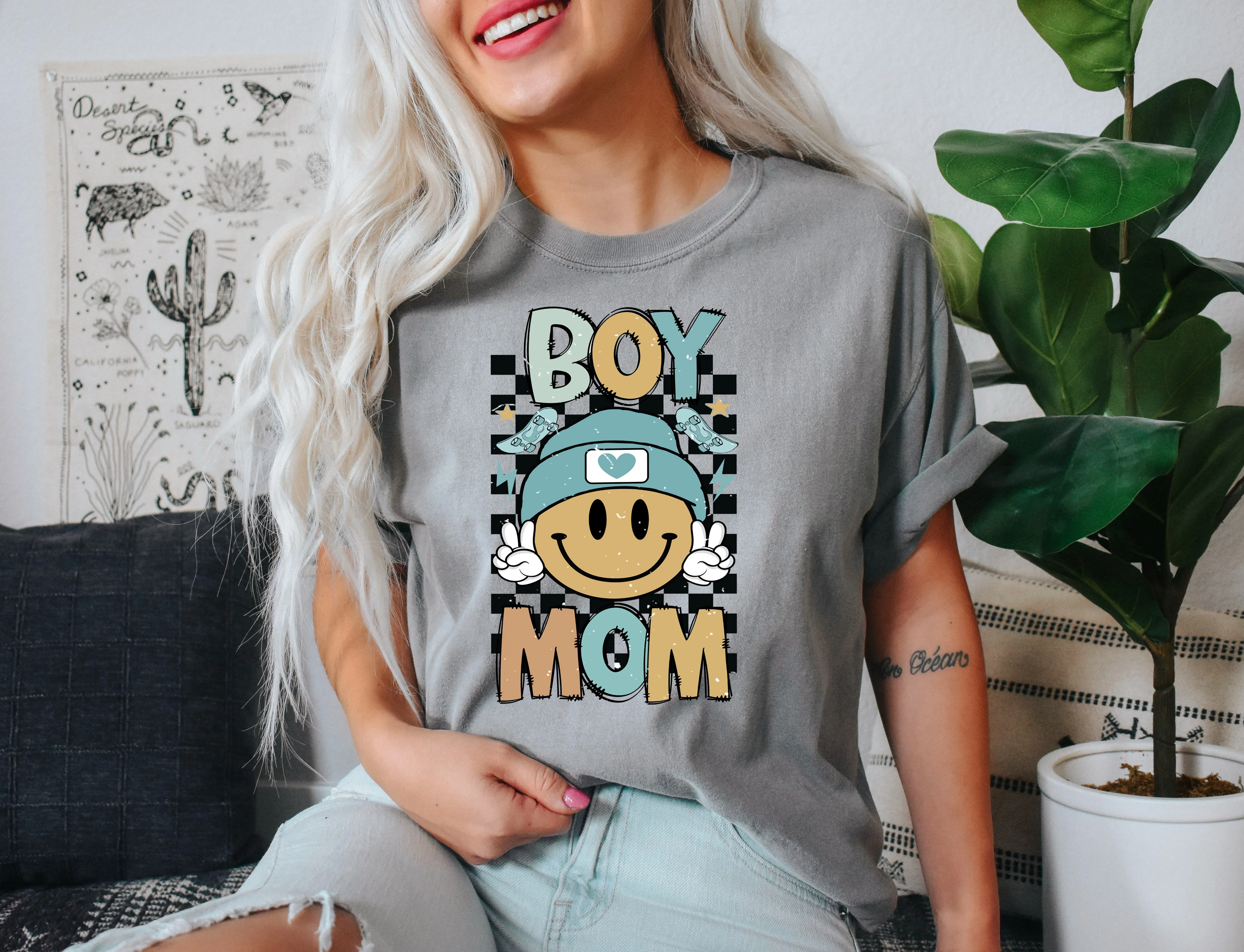 Smiley Boy Mom - Comfort Colors Adult Tee