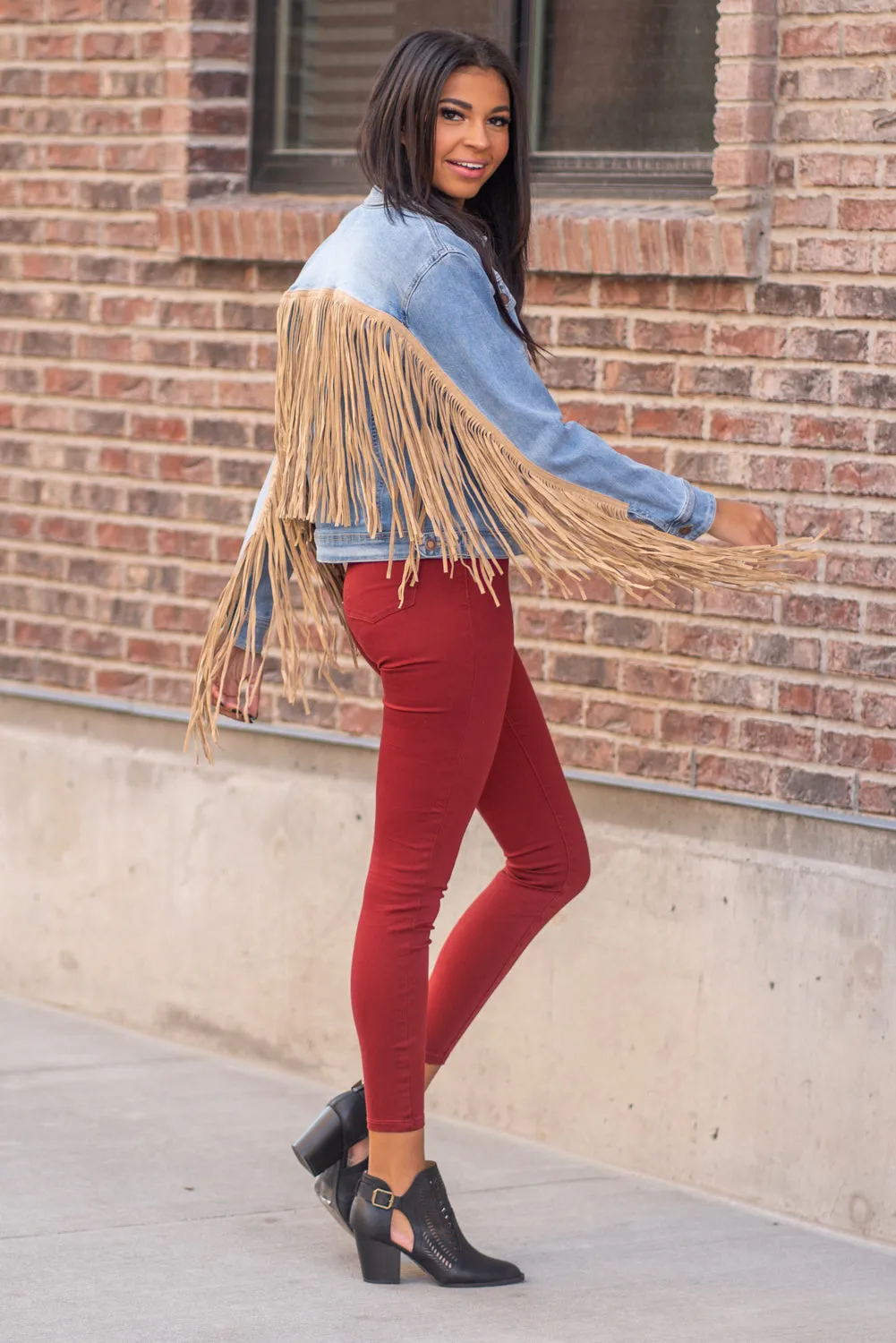 So Fun - Fringe Denim Jacket