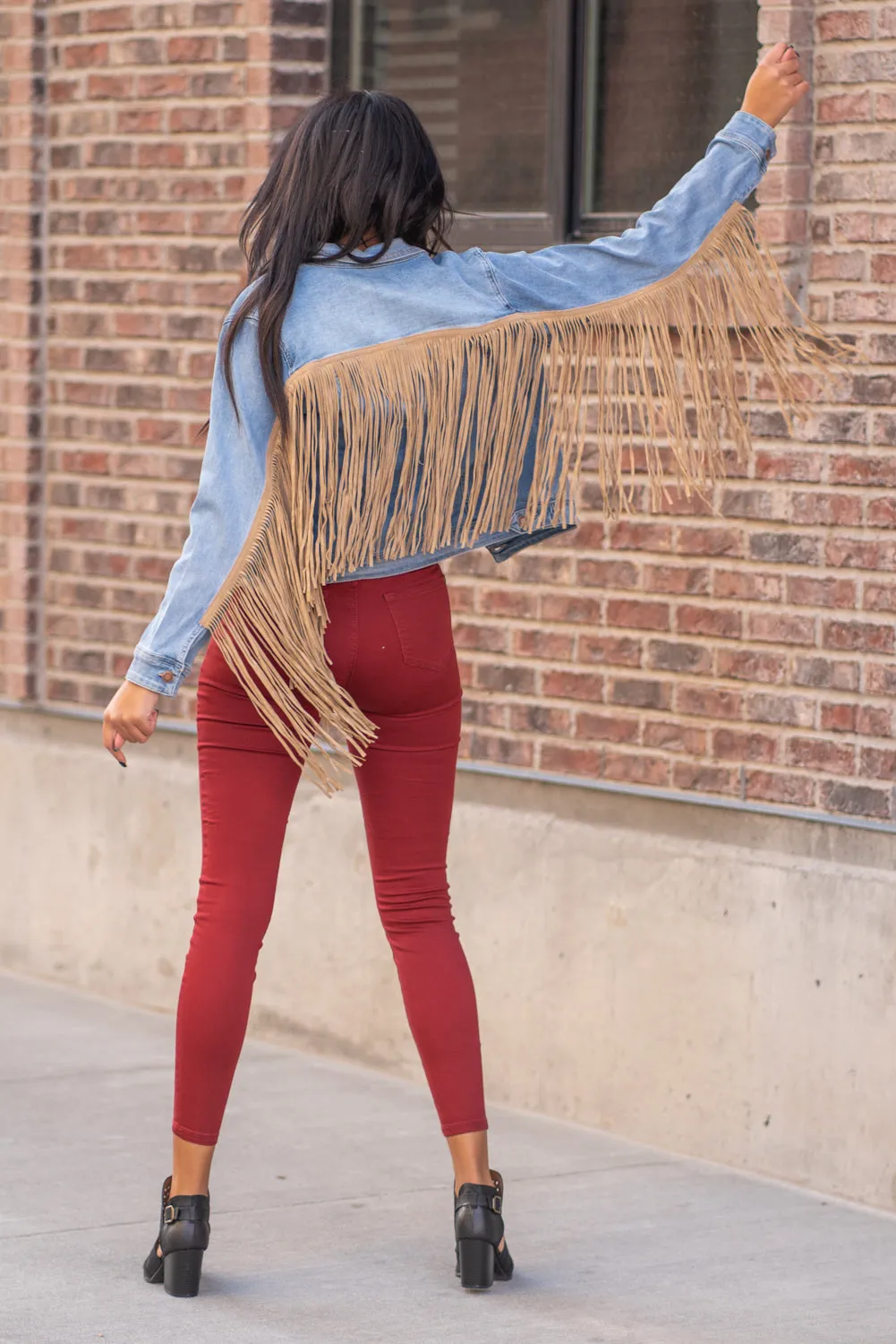 So Fun - Fringe Denim Jacket