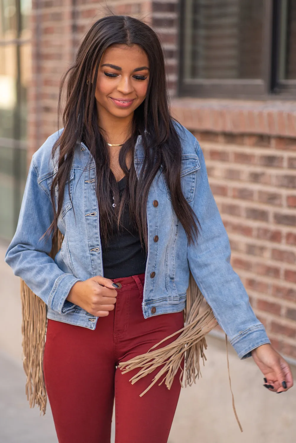 So Fun - Fringe Denim Jacket