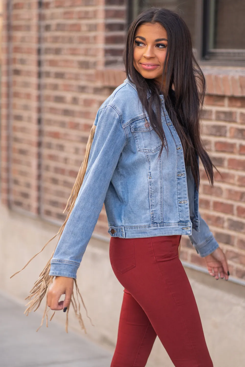 So Fun - Fringe Denim Jacket