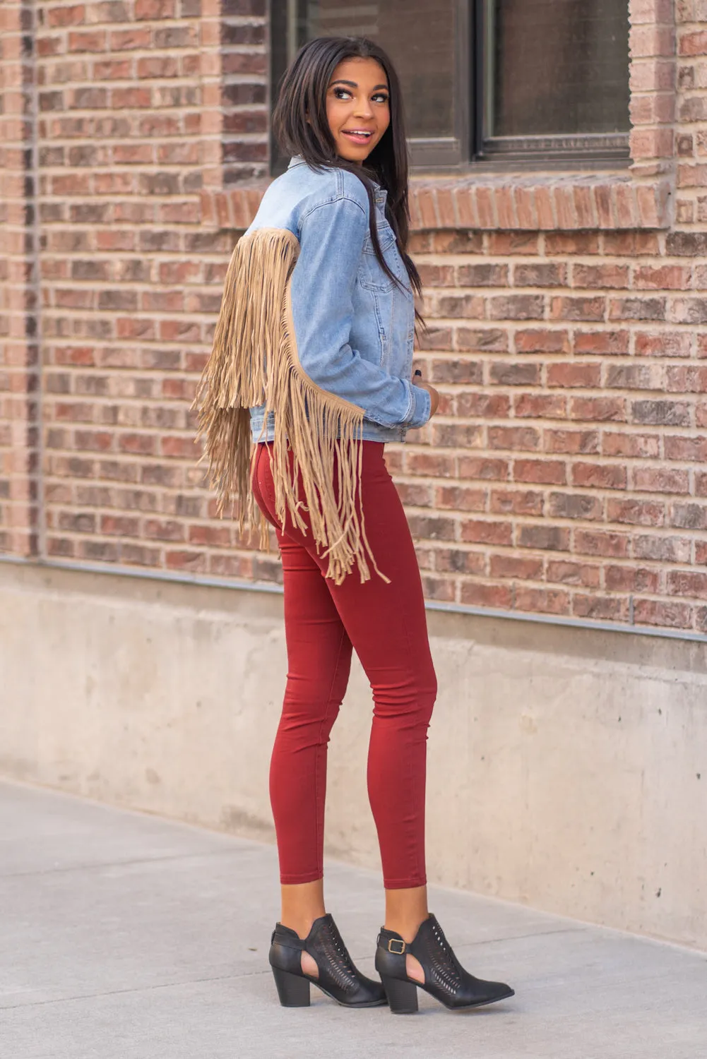 So Fun - Fringe Denim Jacket