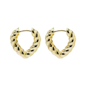 Solid Twisted V-Shape Huggie Earring