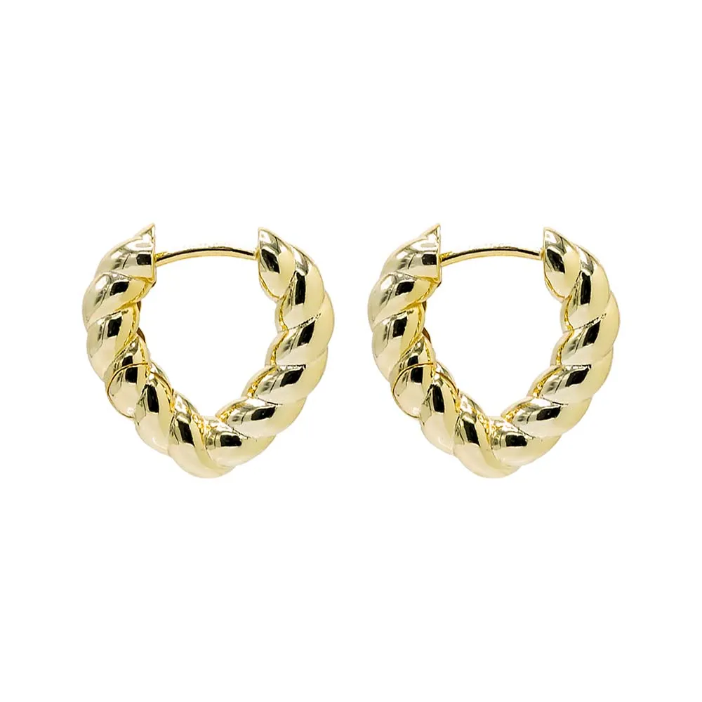 Solid Twisted V-Shape Huggie Earring
