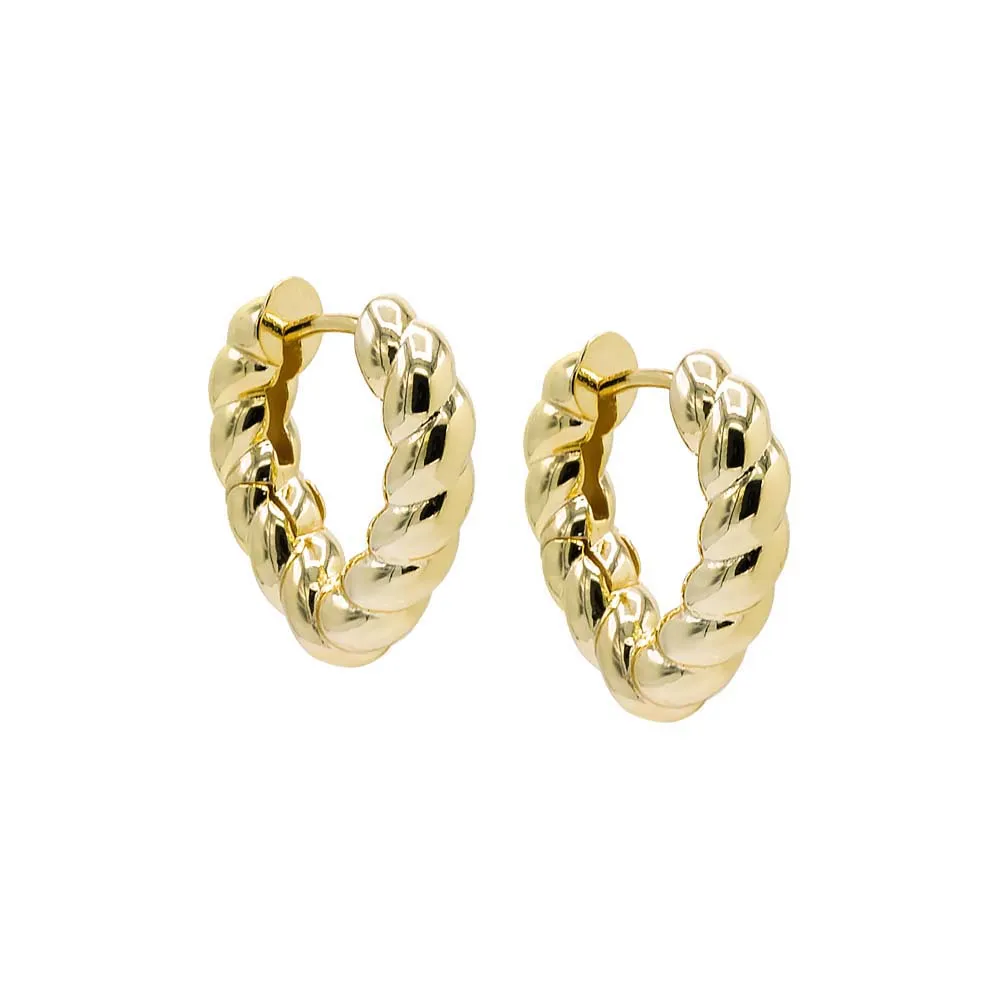 Solid Twisted V-Shape Huggie Earring
