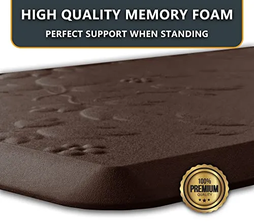 StepMat Anti Fatigue Mat 3/4 Inch Thick 3D Massage Kitchen Mats for Floor Comfort Mat Cushioned Memory Foam Standing Desk Mat for Home & Office - Durable - Waterproof - Non-Slip (17" X 39" Brown)