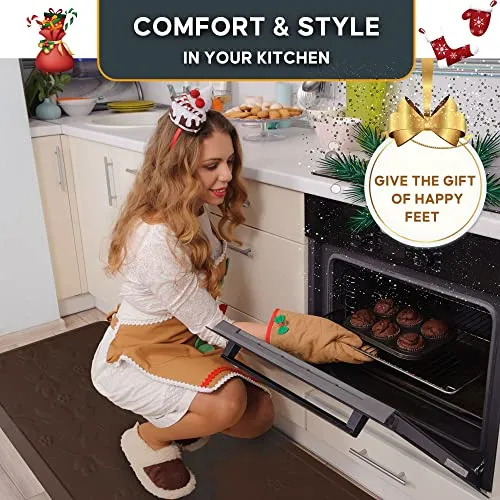 StepMat Anti Fatigue Mat 3/4 Inch Thick 3D Massage Kitchen Mats for Floor Comfort Mat Cushioned Memory Foam Standing Desk Mat for Home & Office - Durable - Waterproof - Non-Slip (17" X 39" Brown)