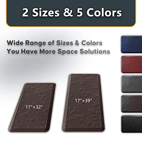 StepMat Anti Fatigue Mat 3/4 Inch Thick 3D Massage Kitchen Mats for Floor Comfort Mat Cushioned Memory Foam Standing Desk Mat for Home & Office - Durable - Waterproof - Non-Slip (17" X 39" Brown)
