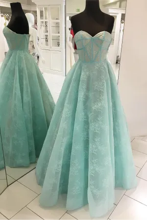 Stylish Sweetheart Mint Lace Long Prom/Evening Dress,Aqua Tiffany Prom Evening Dress