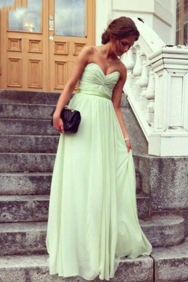 Sweetheart Floor Length Prom Chiffon Dresses With Rushed  PG 231