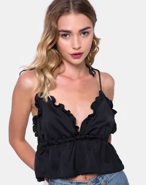 Tyrell Bralette Top in Satin Black