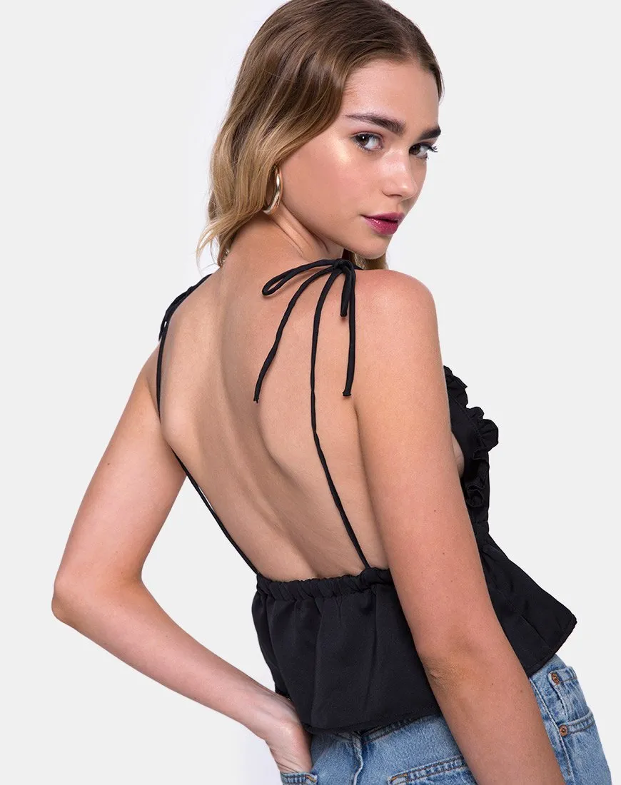 Tyrell Bralette Top in Satin Black