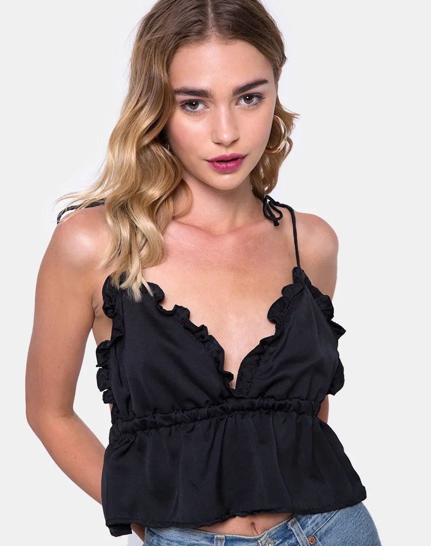 Tyrell Bralette Top in Satin Black