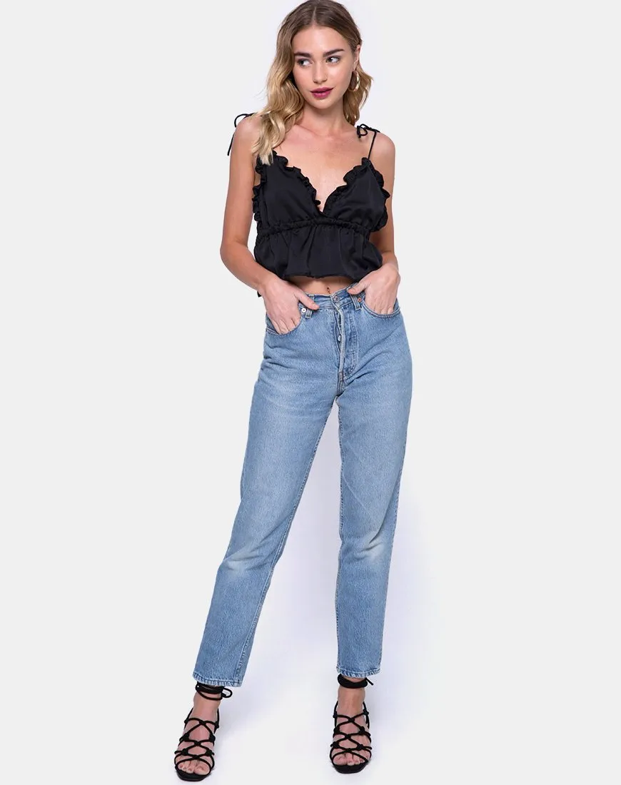 Tyrell Bralette Top in Satin Black