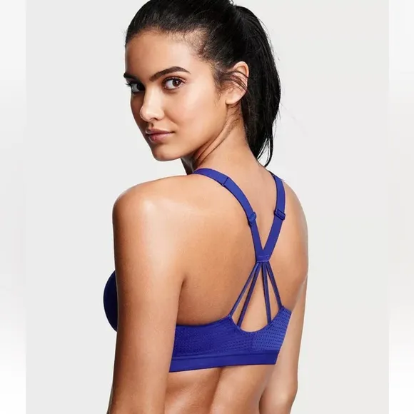 Victoria's Secret Sport Strappy Sports Bras Bundle of 3 Size 36B Black Blue Red