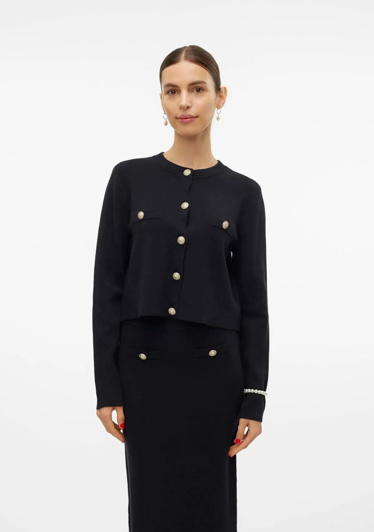 VM Saba Short LS Gold Button Cardigan