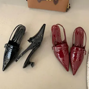Women Low Heel Pumps Shoes New 2025 Female Luxury Footwear Shallow Fashion Pointed Toe Slingbacks Ladies Heeled Sandals Shoes