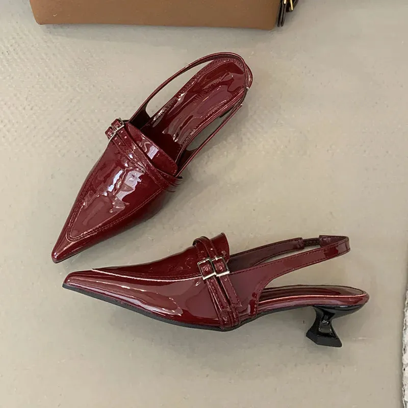 Women Low Heel Pumps Shoes New 2025 Female Luxury Footwear Shallow Fashion Pointed Toe Slingbacks Ladies Heeled Sandals Shoes