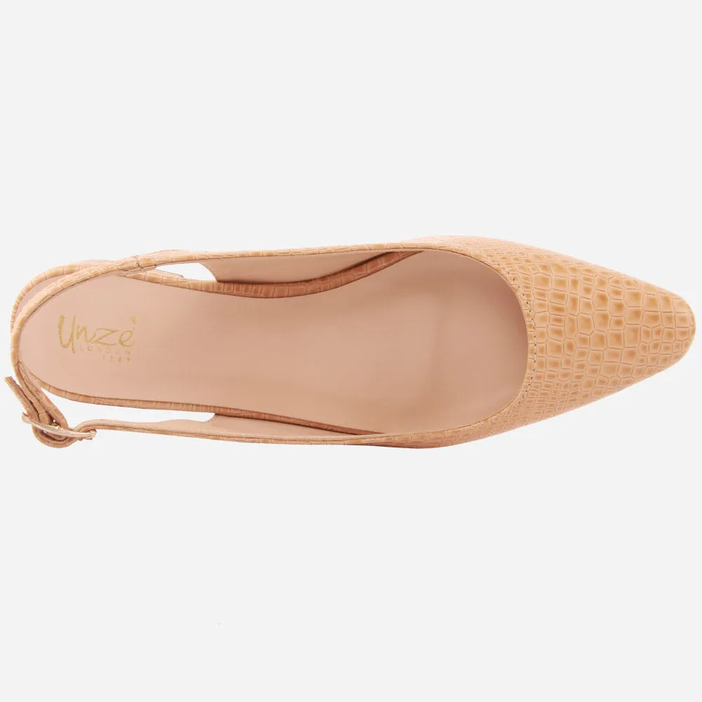 Women "SAMANTHA" Pointed Toe Low Block Heel Sandals