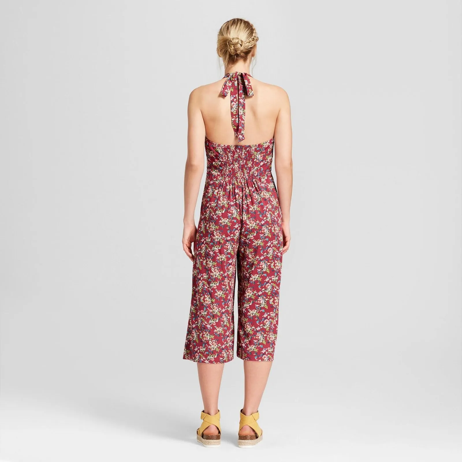 Xhilaration Women's Floral Print Halter Top Overall Jumpsuit