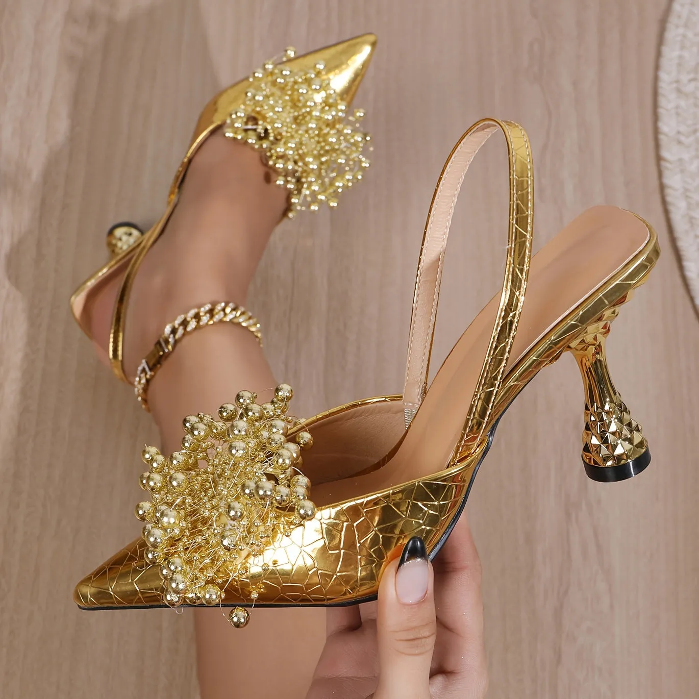 xieyinshe  Women's Fashion Slingback High Heels, Solid Color Pointed Toe Slip On Sandals, Party & Banquet Dress Shoes