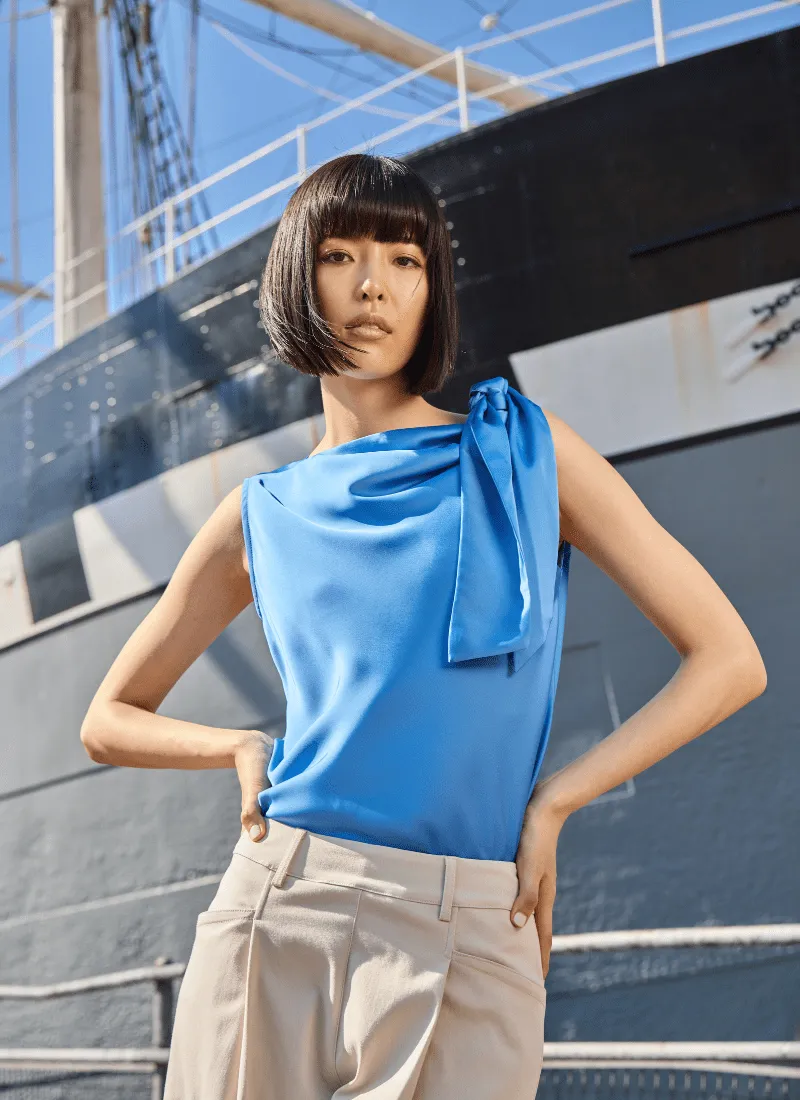 Zulena Bow Tie Neck Top
